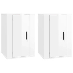 vidaXL Meubles TV muraux 2 pcs Blanc brillant 40x34,5x60 cm