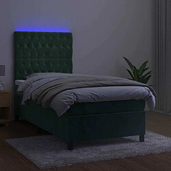 Acheter Maison Chic Lit adulte- Lit + matelas,Sommier à lattes de lit et matelas et LED Vert foncé 90x190 cm -GKD58588