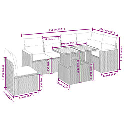 Acheter vidaXL Salon de jardin avec coussins 7 pcs gris résine tressée