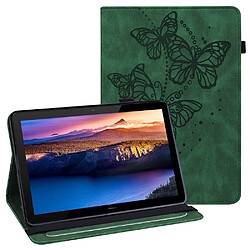 Etui en PU motif papillons avec porte-carte vert pour votre Huawei MediaPad T5 10.1