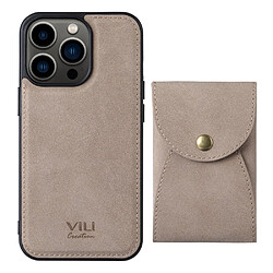 Coque en TPU + PU VILI détachable 2-en-1, magnétique avec porte-carte kaki pour iPhone 13 Pro 6.1 pouces