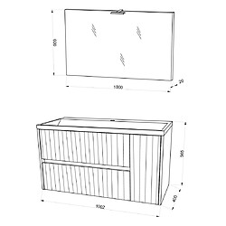 Acheter Kiamami Valentina MOBILIER DE SALLE DE BAIN 100CM EN CHÊNE DORÉ CANETTÉ ET MIROIR 100X60 | CORTINA