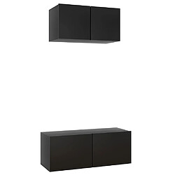 vidaXL Ensemble de meuble TV 2 pcs Noir Bois d'ingénierie