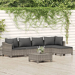 vidaXL Salon de jardin 6 pcs avec coussins Gris Résine tressée