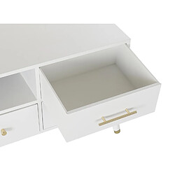 Pegane Meuble TV en bois MDF coloris blanc et métal doré - Longueur 140 x Profondeur 40 x hauteur 52 cm pas cher