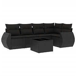 vidaXL Salon de jardin 6 pcs avec coussins noir résine tressée