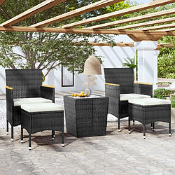 Maison Chic Table de bistro et chaises d'extérieur 5 pcs,Ensemble de bistro de jardin pour relax poly rotin et verre trempé -GKD147646