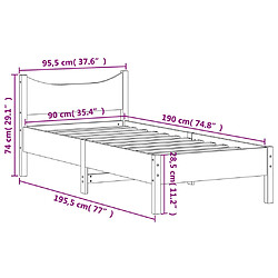 Vidaxl Cadre de lit Blanc 90x190 cm Bois de pin massif pas cher