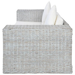 Maison Chic Canapé à 2 places,Sofa de Salon,Canapé droit avec coussins Gris Rotin naturel -GKD409490 pas cher