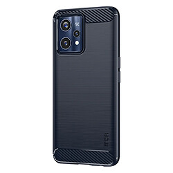 Coque en TPU MOFI Texture de fibre de carbone, antichoc, surface brossée, bleu pour votre Realme 9 Pro +