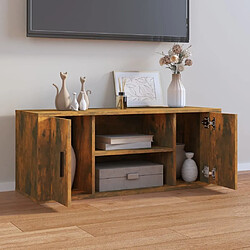 Avis Maison Chic Meuble TV scandinave - Banc TV pour salon Chêne fumé 100x35x40 cm Bois d'ingénierie -MN74428