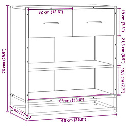 vidaXL Buffet chêne marron 68x35x76 cm bois d'ingénierie pas cher