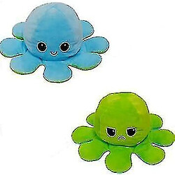 Universal Poupée en peluche flip, jouet réversible analogique doux (bleu/vert)