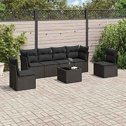 Maison Chic Salon de jardin 7 pcs avec coussins | Ensemble de Table et chaises | Mobilier d'Extérieur noir résine tressée -GKD19554