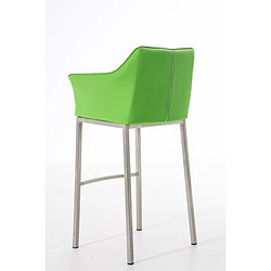 Acheter Decoshop26 Tabouret de bar chaise haute de comptoir couture carrées assise en PVC vert 4 pieds stables en acier inoxydable 10_0004711