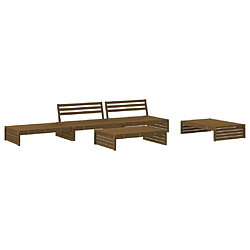 Avis Maison Chic Salon de jardin 5 pcs + coussins - Mobilier/Meubles de jardin - Table et chaises d'extérieur marron miel bois massif -MN26788