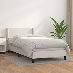 vidaXL Sommier à lattes de lit avec matelas Blanc 100x200cm Similicuir