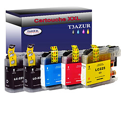 T3Azur Lot de 5 Cartouches compatibles Brother DCP-J4120DW, MFC-J4420DW, LC225, LC227 XL