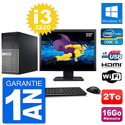 PC Dell 3010 MT Ecran 22" i3-3220 RAM 16Go Disque Dur 2To HDMI Windows 10 Wifi - Occasion