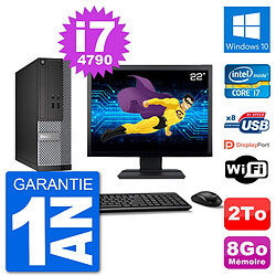 PC Dell Optiplex 3020 SFF Ecran 22" i7-4790 RAM 8Go Disque 2To Windows 10 Wifi - Occasion