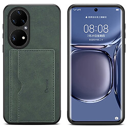 Coque en TPU + PU avec béquille, porte-carte, hybride vert pour votre Huawei P50