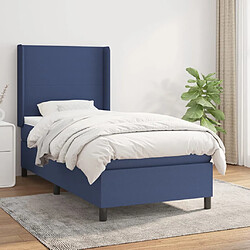 vidaXL Sommier à lattes de lit avec matelas Bleu 90x190 cm Tissu