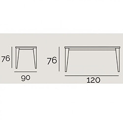 Inside 75 Table repas GEO 4 couverts 120 x 90 x 76 cm pieds chêne plateau céramique noir