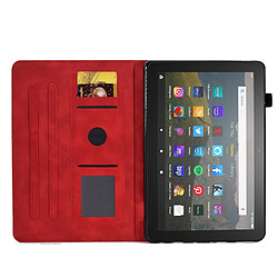 Etui en PU motif en forme de cœur, anti-chocs avec support et porte-cartes pour votre Amazon Fire HD 8 (2020) - rouge