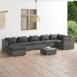 Maison Chic Salon de jardin 8 pcs + coussins - Mobilier/Meubles de jardin - Table et chaises d'extérieur Résine tressée Gris -MN77432