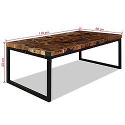 vidaXL Table basse Teck Résine 110x60x40 cm pas cher