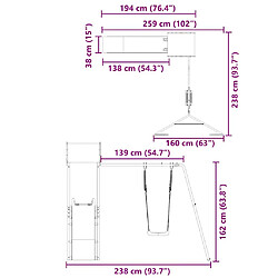 vidaXL Aire de jeux d'extérieur bois de pin imprégné pas cher
