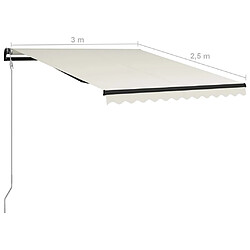 vidaXL Auvent rétractable automatique 300x250 cm Crème pas cher