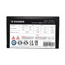 Xilence XP750R6.2 ATX 750W Alimentation PC, 80+, Gaming, Non-modulaire, 1x20+4PIN, 1xCPU 4+4PIN, 1xCPU 8PIN, 2xPCI-E 6+2PIN, 3xHDD, 5xSATA, Ventilateur 120mm Silencieux, câble jusqu'à 600mm, Noir pas cher