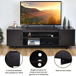 Helloshop26 Meuble tv pour téléviseur jusqu'à 165 cm/65 support multimédia avec 2 placards et etagères de rangement ouvertes noir 20_0009778