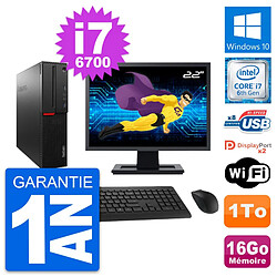 PC Lenovo M800 SFF Ecran 22" Intel i7-6700 RAM 16Go Disque 1To Windows 10 Wifi - Occasion