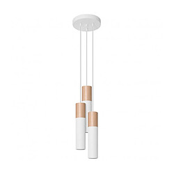 Luminaire Center Suspension Pablo Cluster Bois,acier blanc,bois naturel 3 ampoules 100cm