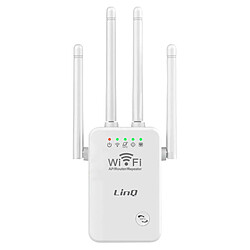 Extendeur Wifi Sans fil Longue Portée 300Mbps 4 Antennes Réglables LinQ Blanc