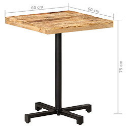 vidaXL Table de bistro Carrée 60x60x75 cm Bois de manguier brut pas cher