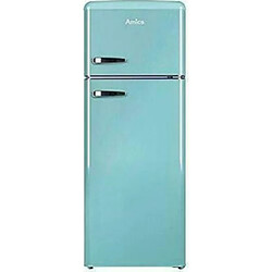 Amica KGC 15632 Réfrigérateur Deux Portes 208L Pose Libre Dégivrage Automatique Verre Trempé Bleu