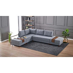 Hanah Home Canapé d'angle convertible en tissu gris Fly.