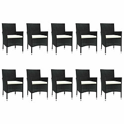 Acheter Maison Chic Mobilier à dîner 11 pcs de jardin avec coussins - Ensemble table et chaises d'extérieur - Salon/Mobilier de jardin classique noir résine tressée -MN73018