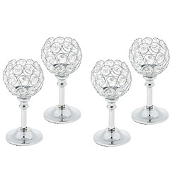 4pcs cristal bougie titulaire bougie chauffe-plat chandelier argent - s pas cher