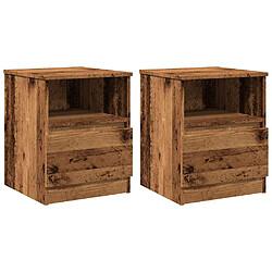 vidaXL Table de chevet 2 pcs vieux bois 40x40x50 cm bois d’ingénierie