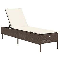 vidaXL Chaise longue avec coussin marron résine tressée