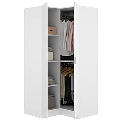 Avis Pegane Armoire dressing d'angle en panneaux de particules mélaminés coloris blanc - Longueur 90.5 x Profondeur 92.5 x Hauteur 184.2 cm