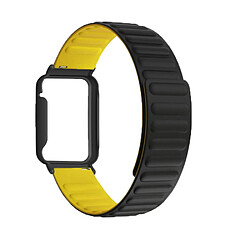 Bracelet en silicone magnétique, à déclenchement rapide pour votre Xiaomi Mi Band 7 Pro - Noir/jaune