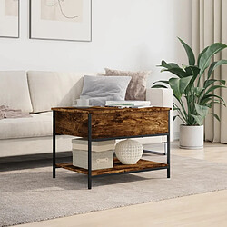 Avis ComfortXL Table Basse Chêne Fumé 70x50x50 Cm Bois D'ingénierie Et Métal