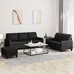 Maison Chic Ensemble de canapés 3 pcs avec coussins, Canapé droit Sofa pour Salon Noir Similicuir -GKD376714