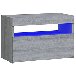 vidaXL Table de chevet avec lumières LED Sonoma gris 60x35x40 cm