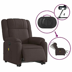 Maison Chic Fauteuil Relax pour salon, Fauteuil inclinable de massage électrique Marron foncé Tissu -GKD14879 pas cher